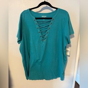 Torrid Heritage Teal Lace-Up Top